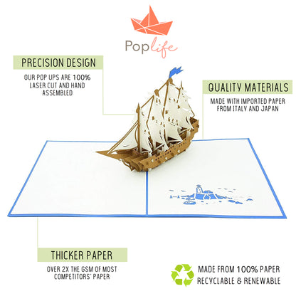 Sailboat Tall Ship Pop Up Card