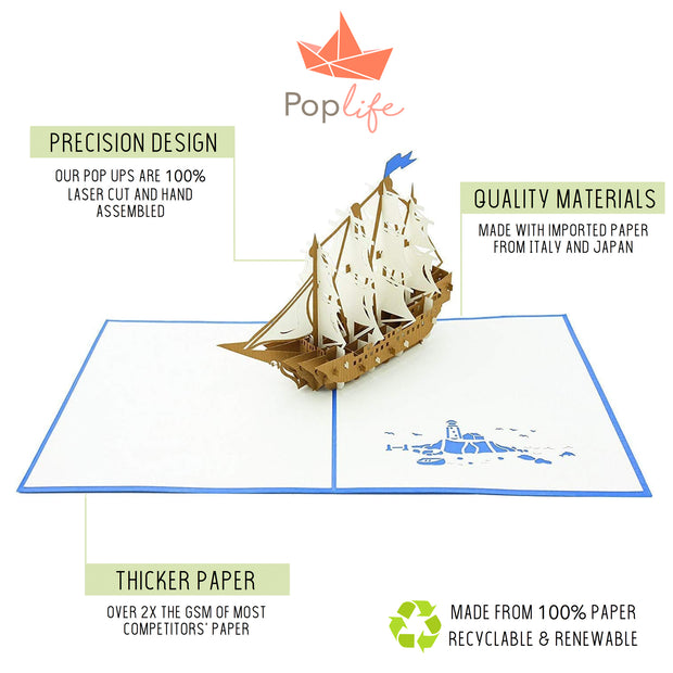 Sailboat Tall Ship Pop Up Card