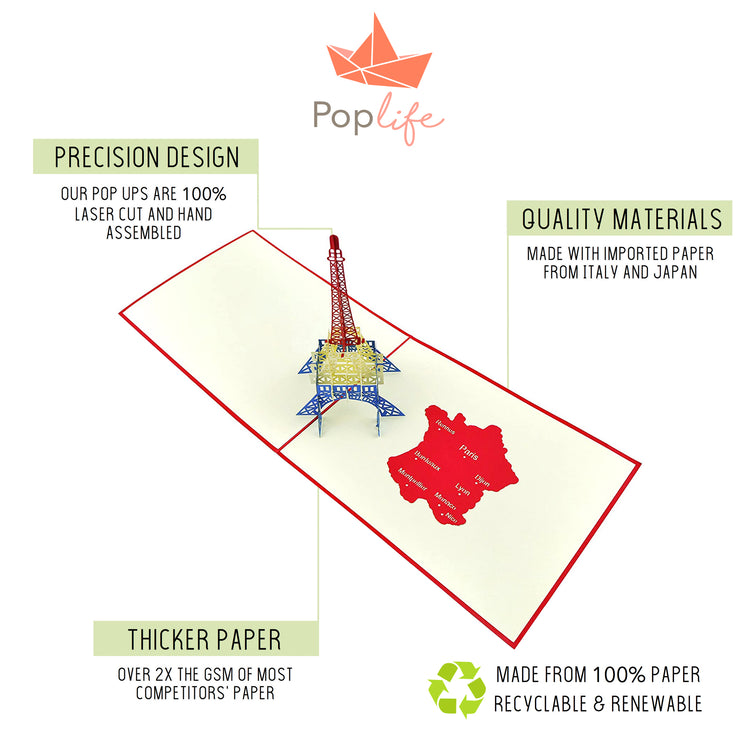 Eiffel Tower, Paris Pop Up Card