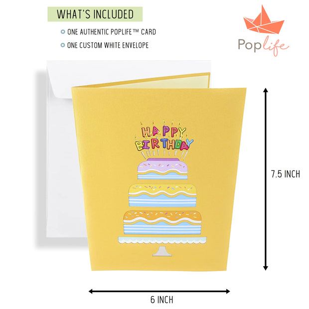 Happy Birthday Colorful Cake Pop Up Card