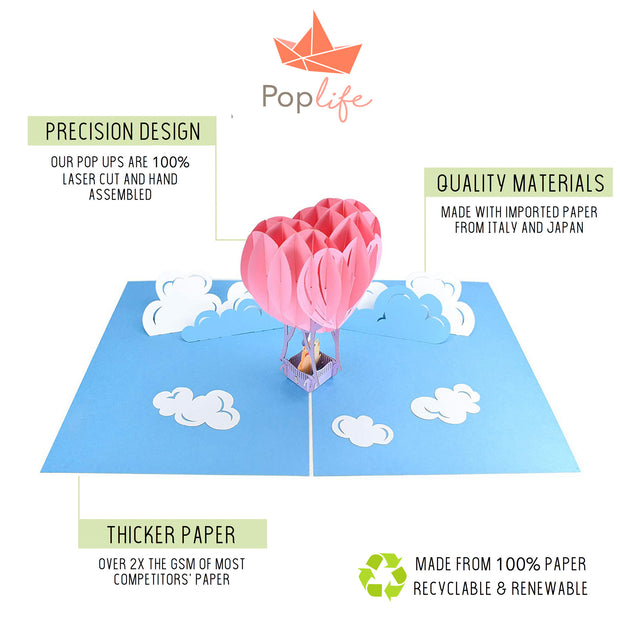 Hot Air Balloon Heart Pop Up Card