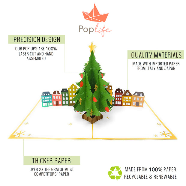 Christmas Tree in Town Square Pop Up Card