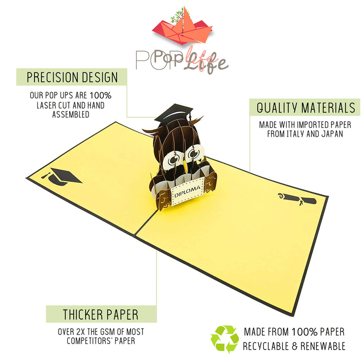 Graduation Diploma Owl Pop Up Card