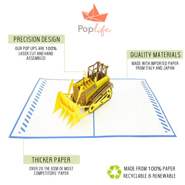 Bulldozer Pop Up Card