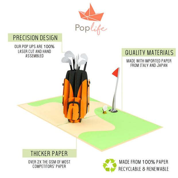 Golf Clubs Pop Up Card
