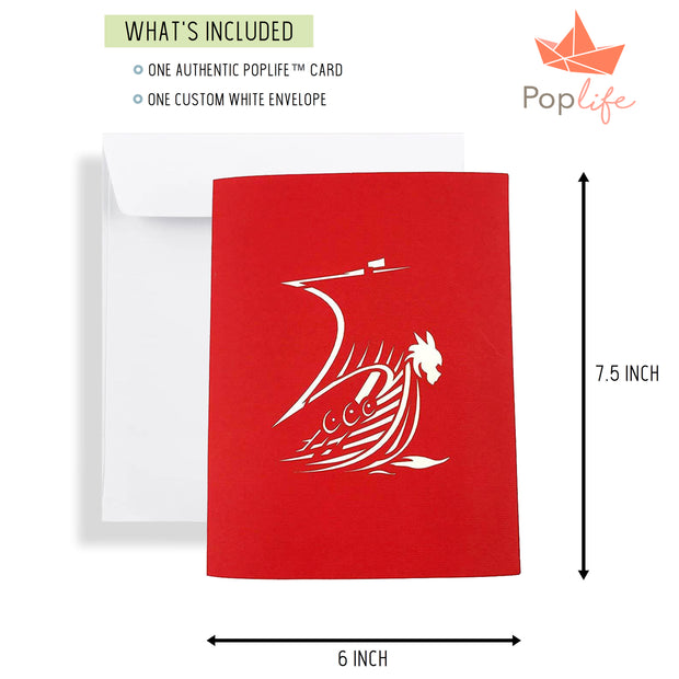 Warrior Viking Ship Pop Up Card