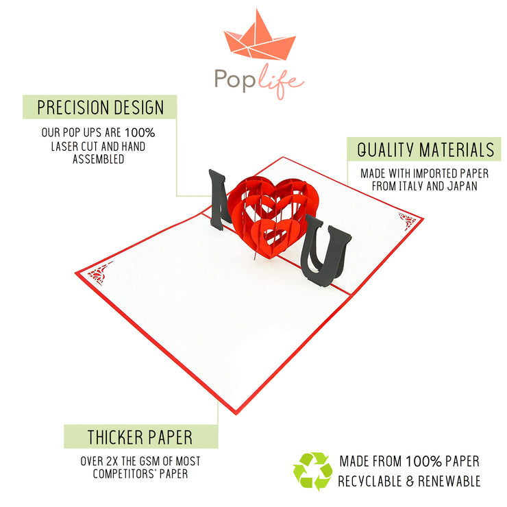 I Love You Heart Pop Up Card