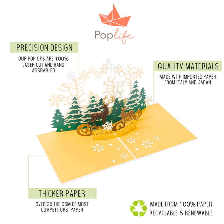 Reindeer in the Forest Pop Up Holiday Card