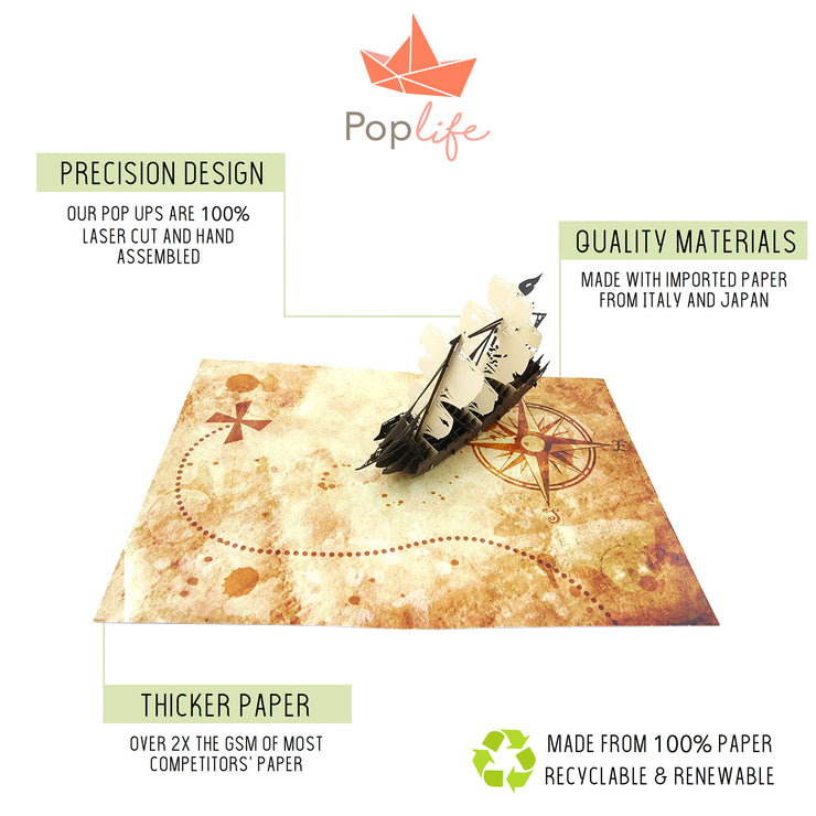 Map Pop Pirate Ship & Treasure Map Pop Up Card – PopLife