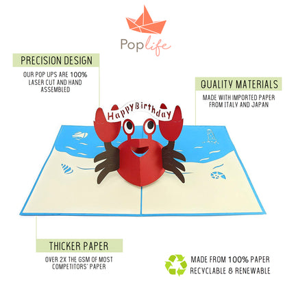 Happy Red Crab Pop Up Card