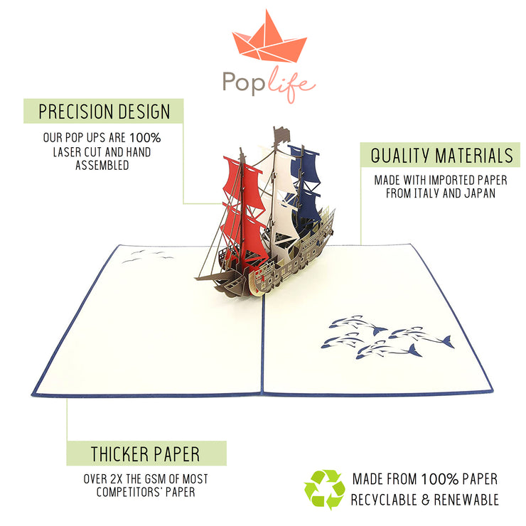 Man O' War Ship Pop Up Card