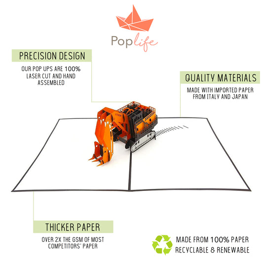 Digger Excavator Machine Pop Up Card