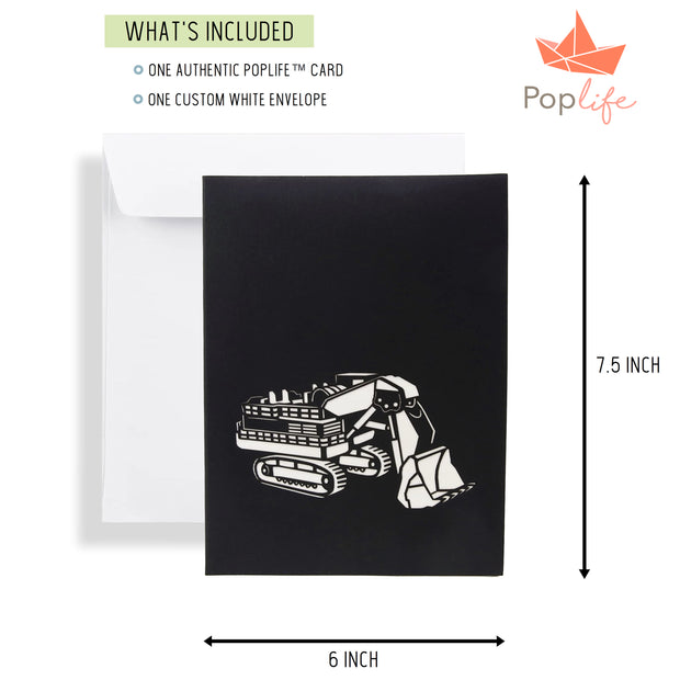 Digger Excavator Machine Pop Up Card