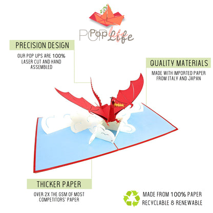 Red Flying Dragon Pop Up Card