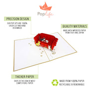 Cats Playing on Couch Pop Up Card