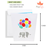Flying Elephant and Balloons Pop Up Card
