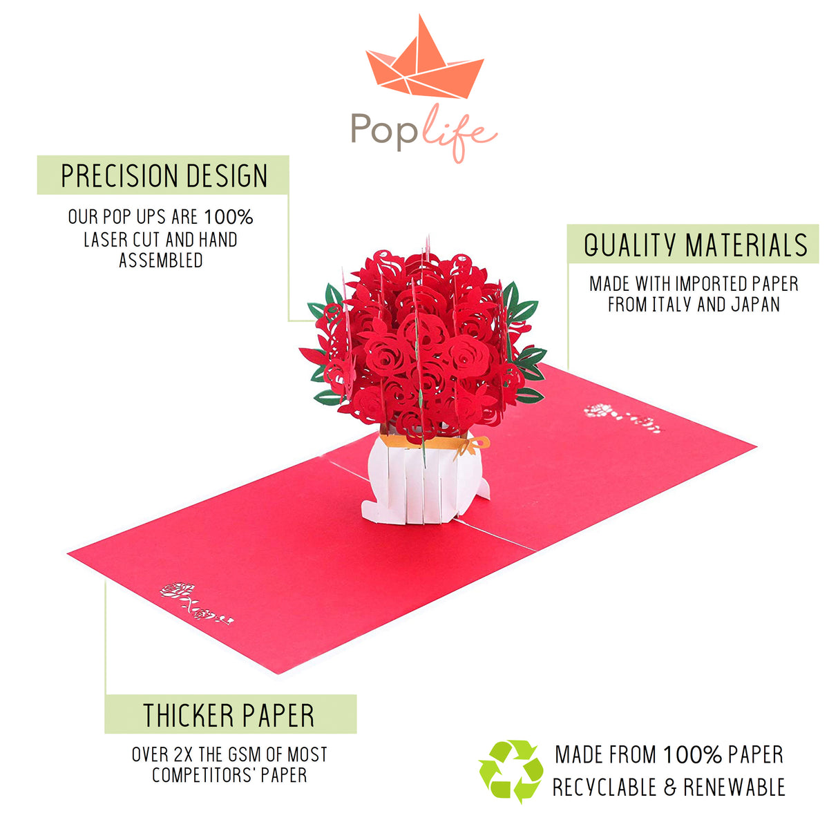 Red Roses Pop Up Card