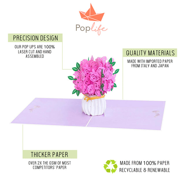 Pink Roses Pop Up Card
