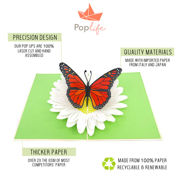 Monarch Butterfly & Daisy Pop Up Card
