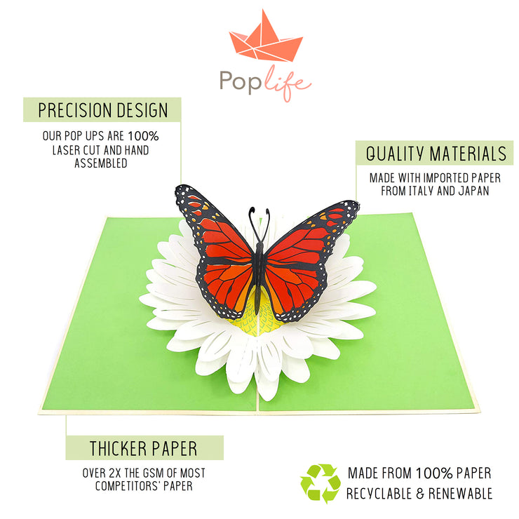 Monarch Butterfly & Daisy Pop Up Card