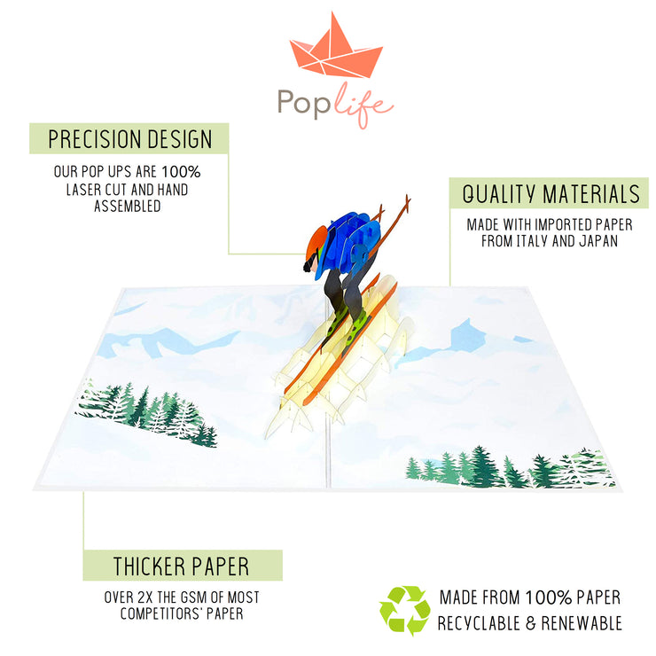 Mountain Skier Pop Up Card
