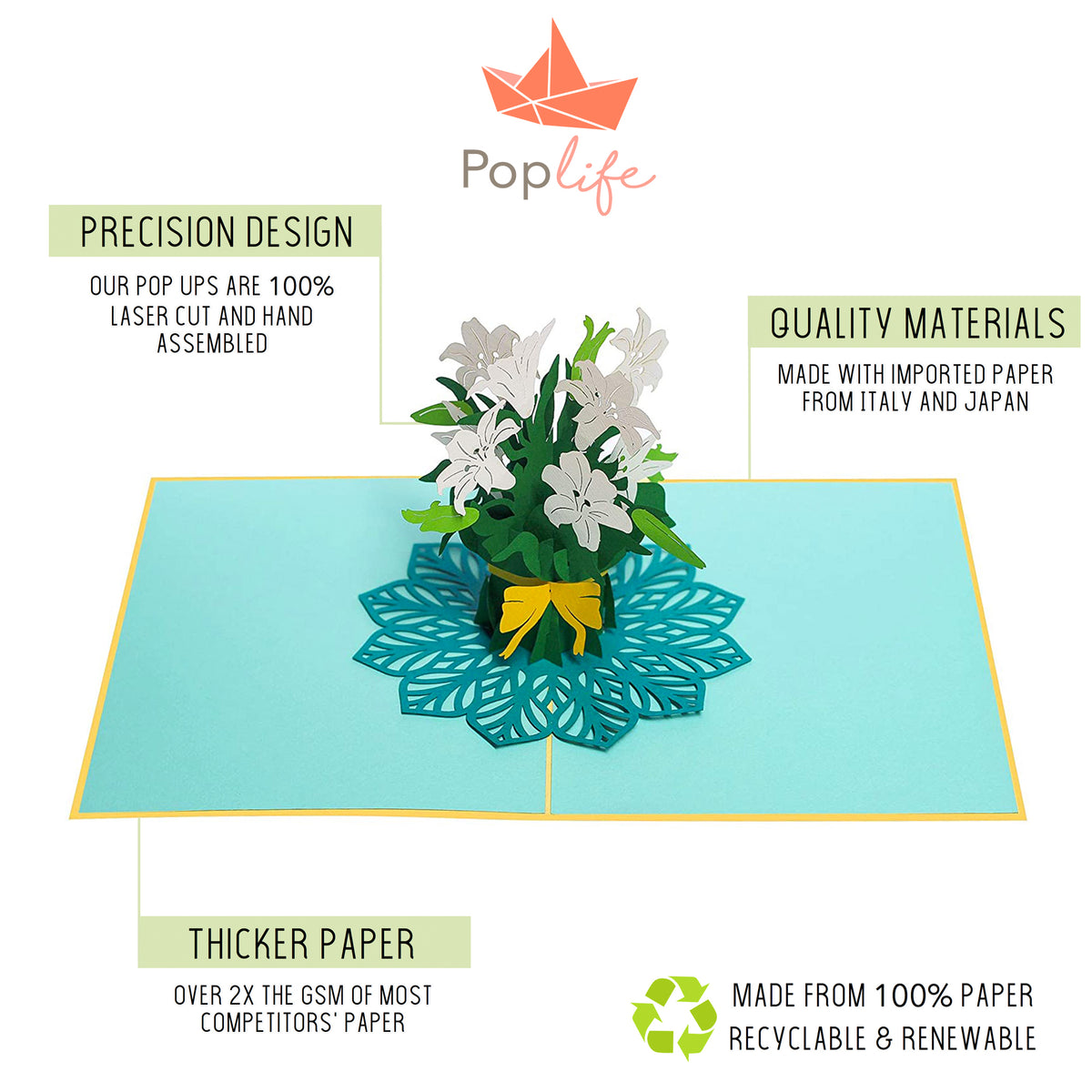 White Lily Bouquet Pop Up Card