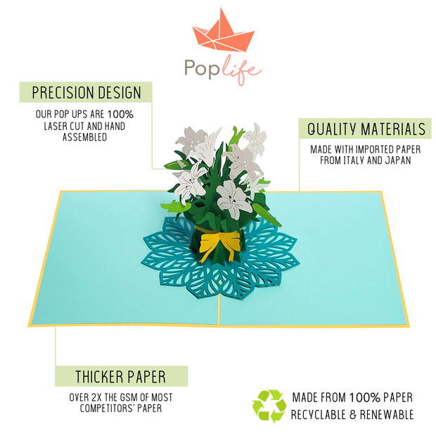 White Lily Bouquet Pop Up Card