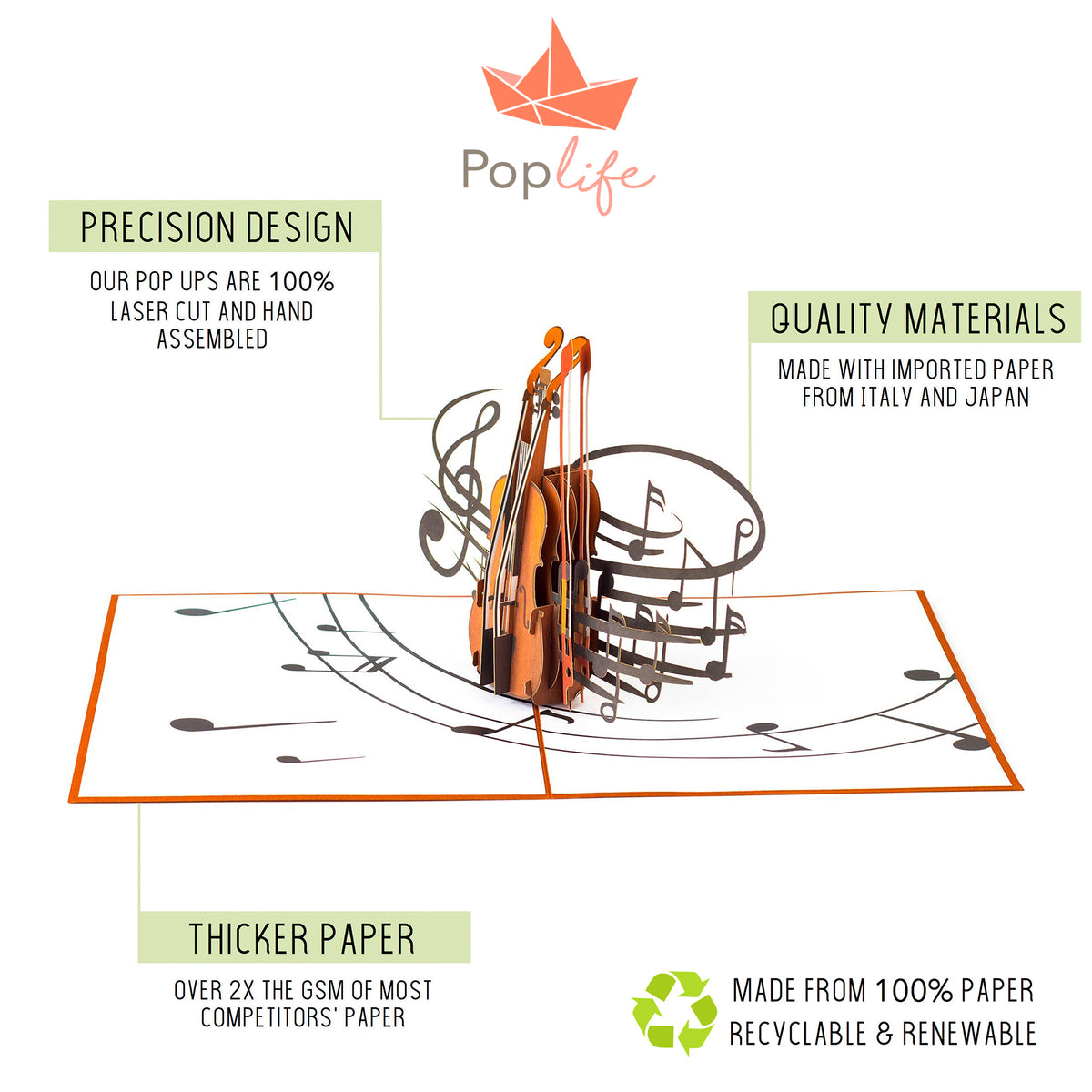Violin Musical Instrument Pop Up Card