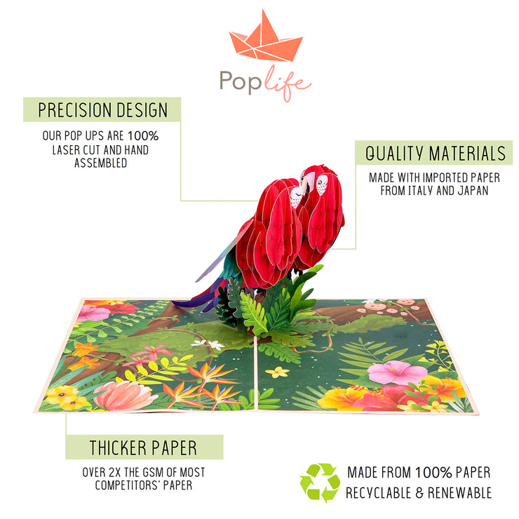 Parrot Love Birds Pop Up Card