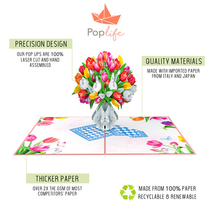 Colorful Tulip Bouquet Pop Up Card