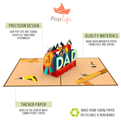 #1 Dad Toolbox Pop Up Card