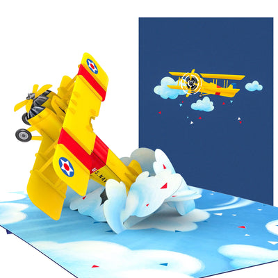 Yellow Biplane Pop Up Card