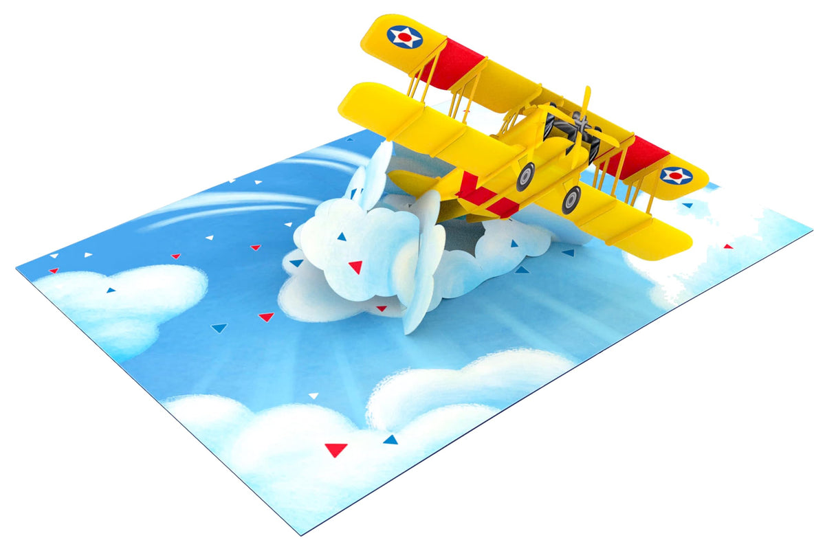Yellow Bi-Plane Pop Up Card