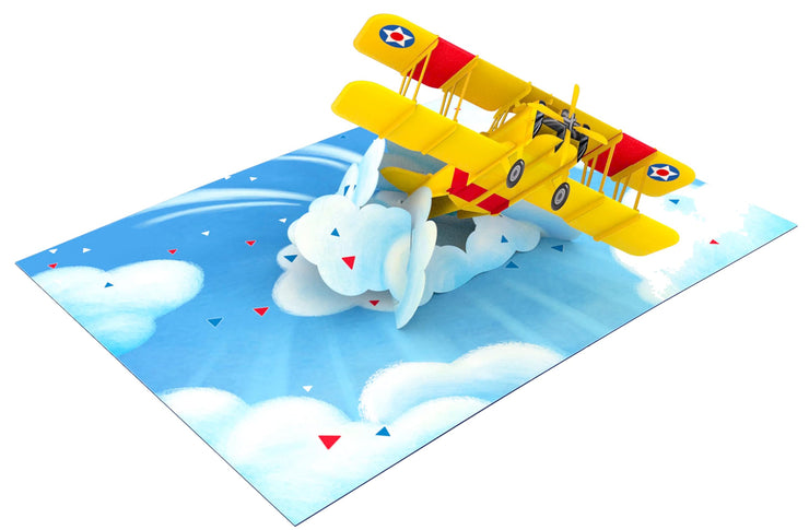 Yellow Biplane Pop Up Card