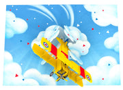 Yellow Biplane Pop Up Card