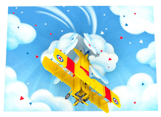 Yellow Biplane Pop Up Card