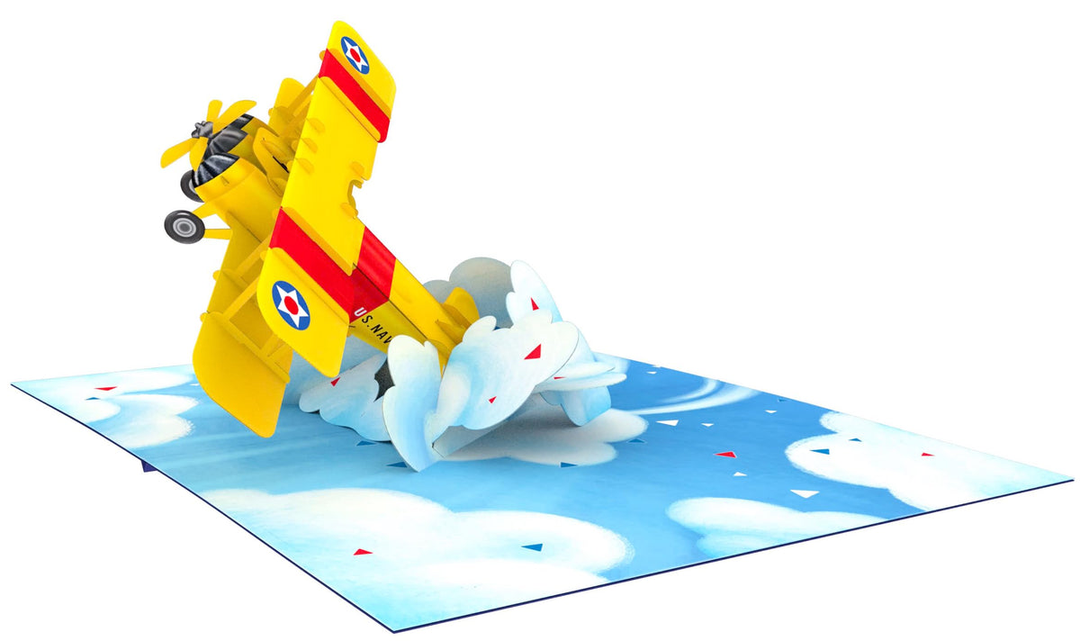 Yellow Bi-Plane Pop Up Card