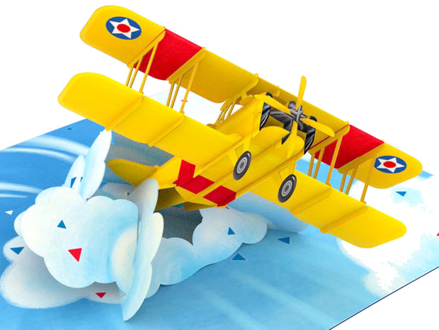 Yellow Biplane Pop Up Card