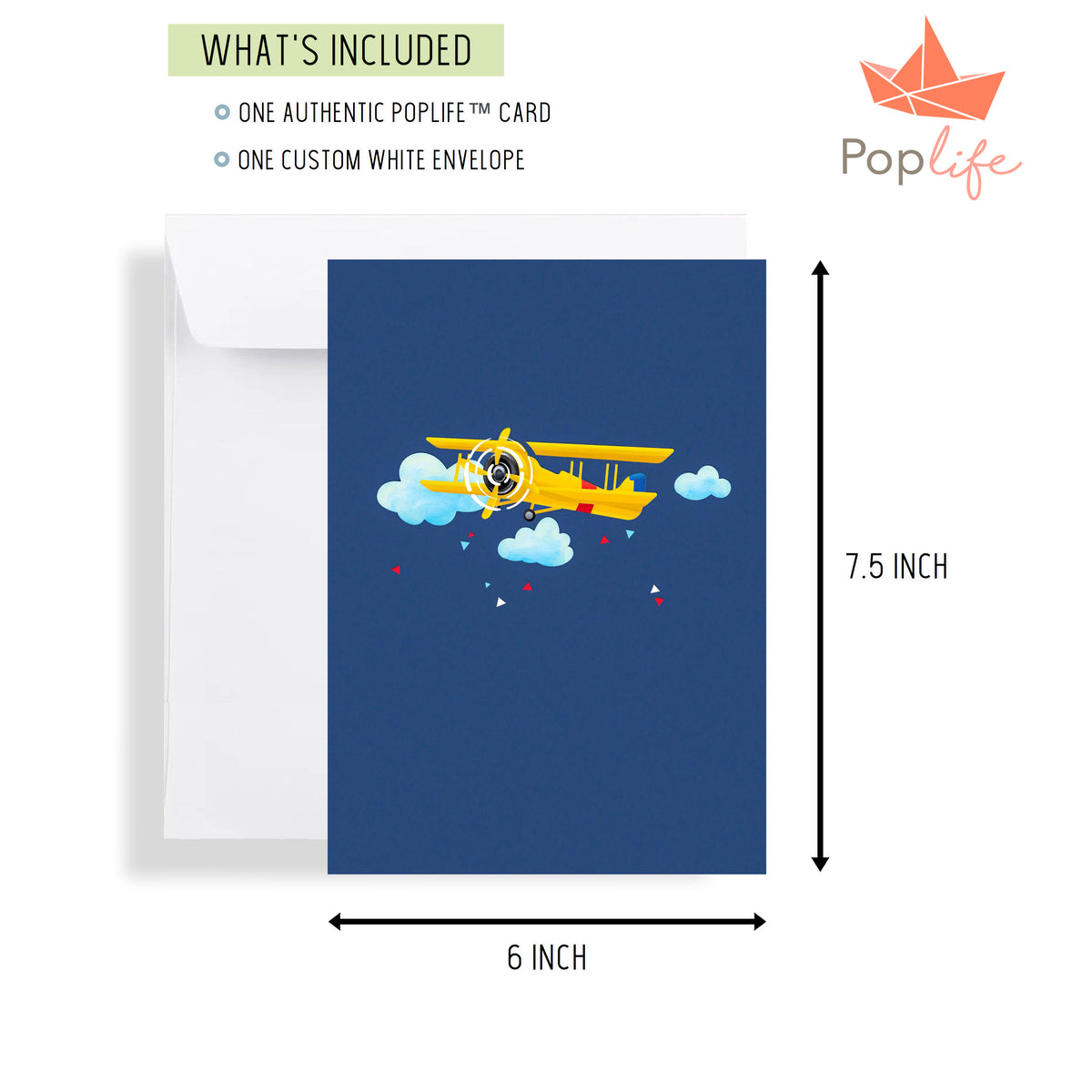 Yellow Bi-Plane Pop Up Card