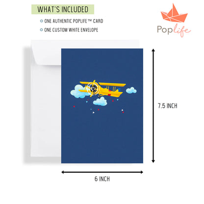 Yellow Bi-Plane Pop Up Card