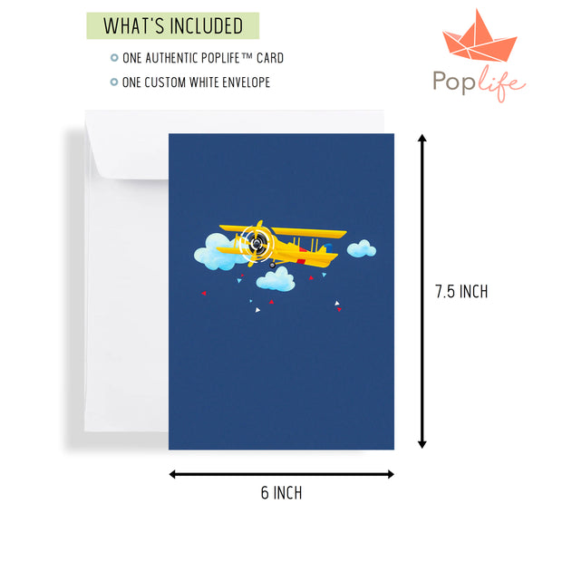 Yellow Biplane Pop Up Card