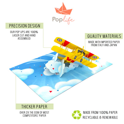 Yellow Bi-Plane Pop Up Card