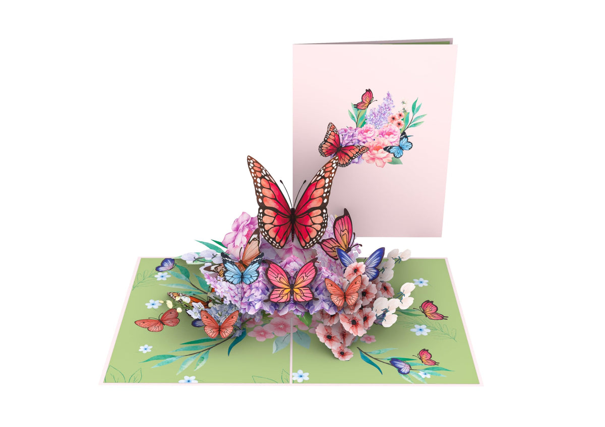 Butterflies on Flowers Pop Up Card