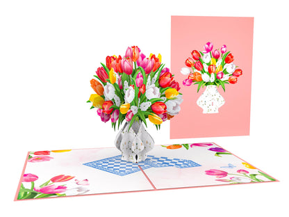 Colorful Tulip Bouquet Pop Up Card