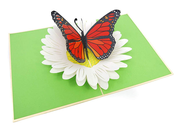 PopLife Pop-up card features orange butterfly on a white petal