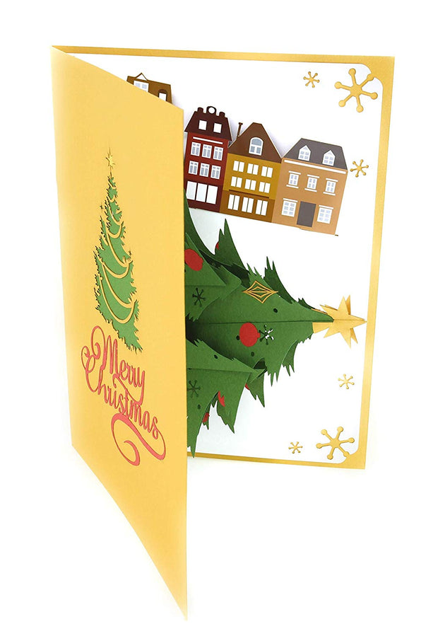 Christmas Tree in Town Square Pop Up Card