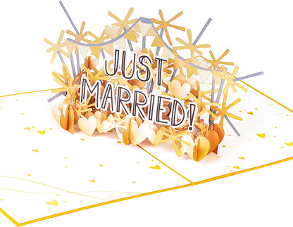 Just Married Congratulations Pop Up Card
