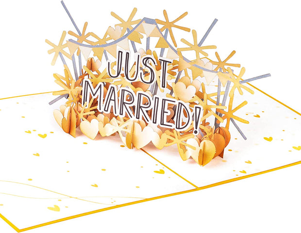 Just Married Congratulations Pop Up Card