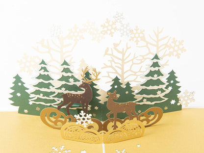 Reindeer in the Forest Pop Up Holiday Card