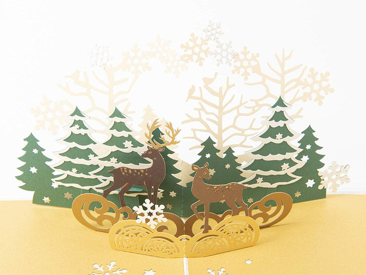 Reindeer in the Forest Pop Up Holiday Card